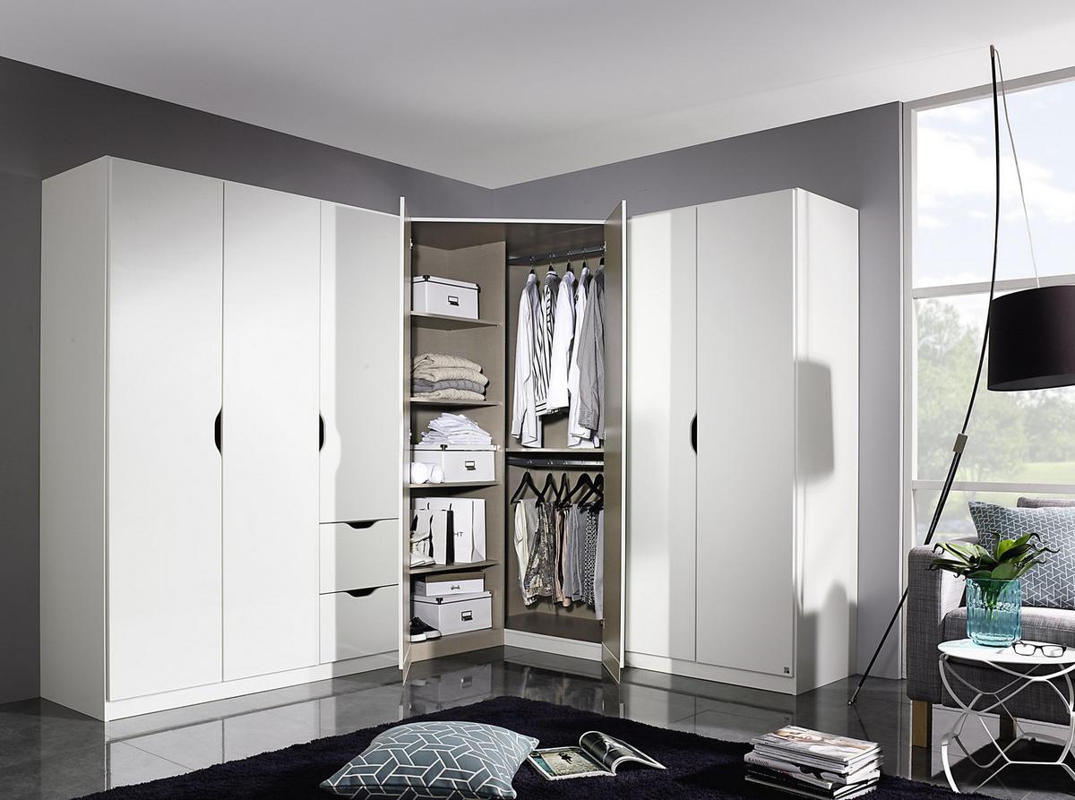 Eckschrank Mit Spiegel 117cm Freising, Weiß - Klar/Weiß, MODERN, Holzwerkstoff (117/197/104cm) - Rauch Möbel