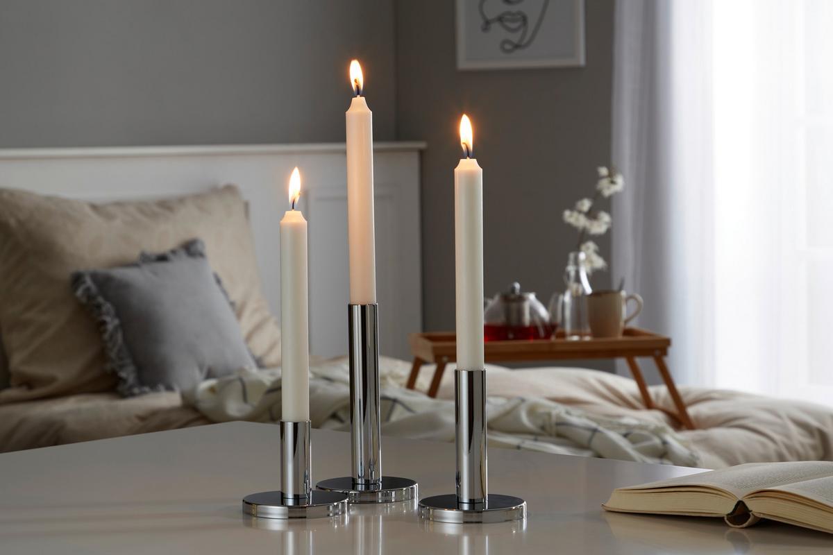 Gyertyatartó Szett Malko 3-Részes - ezüstszínű, Basics, fém