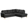 Ecksofa mit Schlaffunktion Nordic Schwarz Lederlook - Buchefarben/Schwarz, Design, Leder/Textil (236/190cm) - Livetastic
