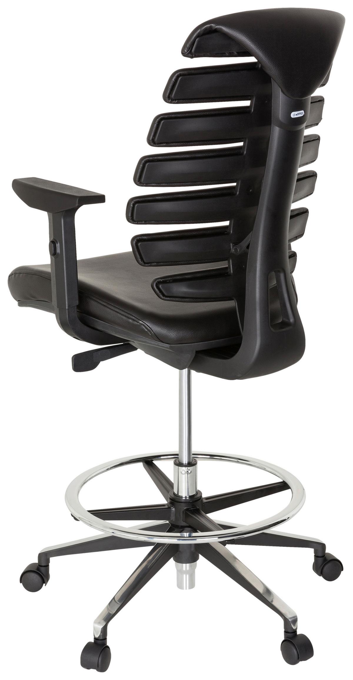 Drehstuhl Ergo Line Ii Work Lederlook Schwarz Bis 120kg - Alufarben/Schwarz, MODERN, Kunststoff/Textil (62/131/65cm) - MID.YOU