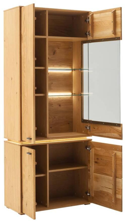 Vitrine Como B: 83 cm mit Beleuchtung Eichefarben - Wildeiche, Natur, Glas/Holz (83/202/38cm) - MID.YOU