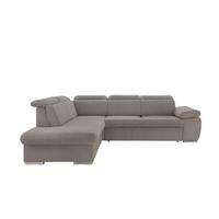 Ecksofa Vasto Graubraun S: 228x283 cm - Chromfarben/Graubraun, Design, Textil (228/283cm) - Livetastic