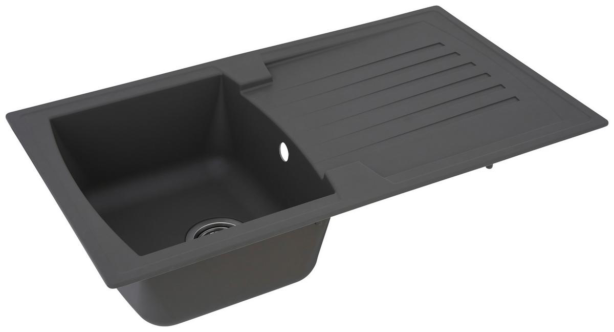 Spüle Respekta Boston Stein Bxt: 86x50 cm - Grau, Trend, Glas/Kunststoff (86/20/50cm) - Respekta