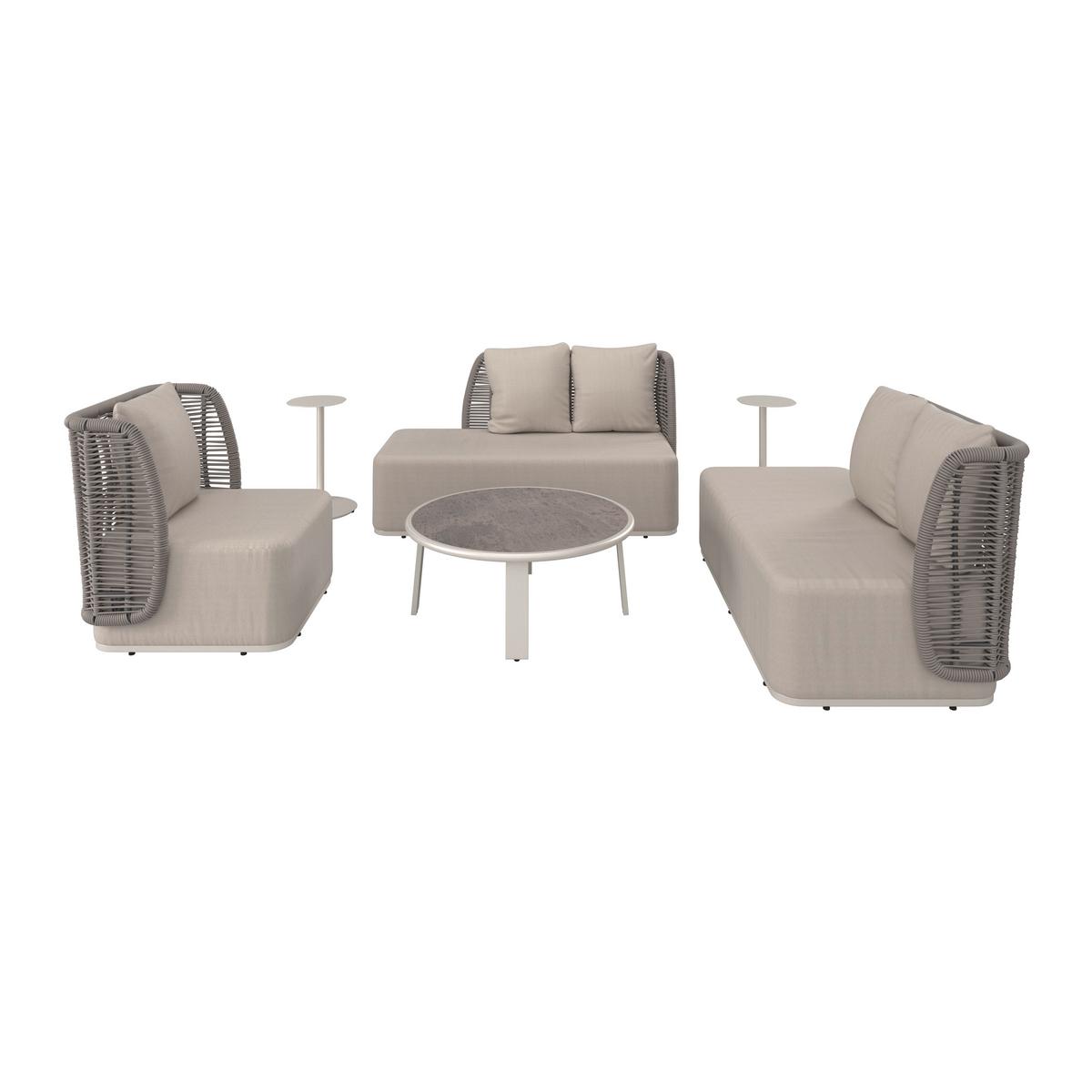 TERASOVÁ SEDACÍ SOUPRAVA MARINO - světle šedá/tmavě šedá, Moderní, kov/textil (153/81/76cm) - Bessagi Garden