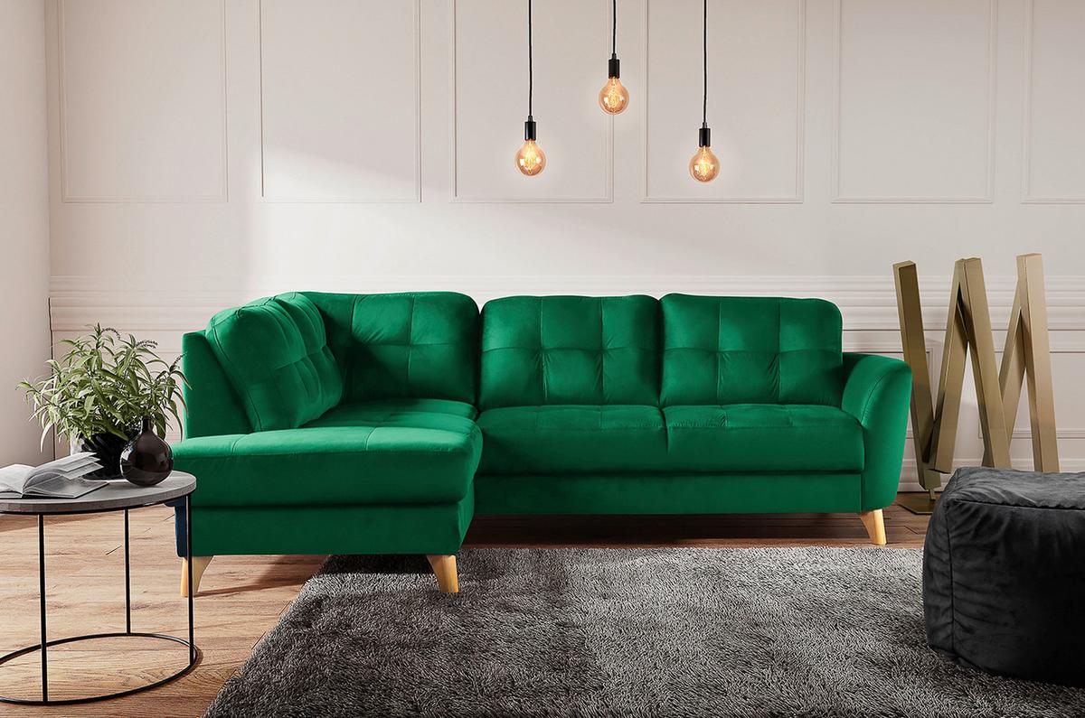 Ecksofa Nordic Dunkelgrün S: 190x236 cm - Dunkelgrün/Buchefarben, Design, Textil (190/236cm) - Livetastic