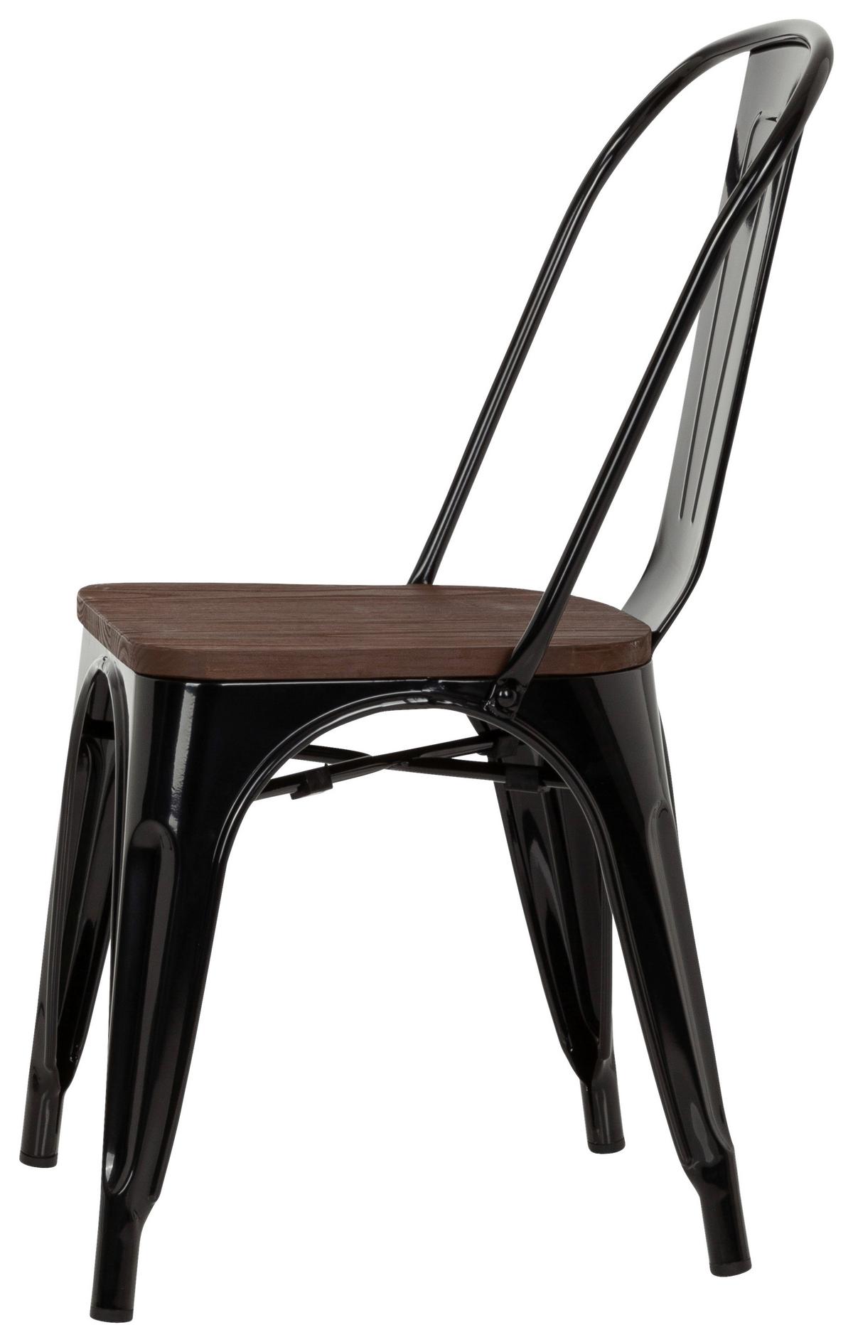 Stuhl Vantaggio Comfort W Stapelbar Schwarz/dunkelbraun - Dunkelbraun/Schwarz, Basics, Holz/Metall (44/84/54cm) - MID.YOU