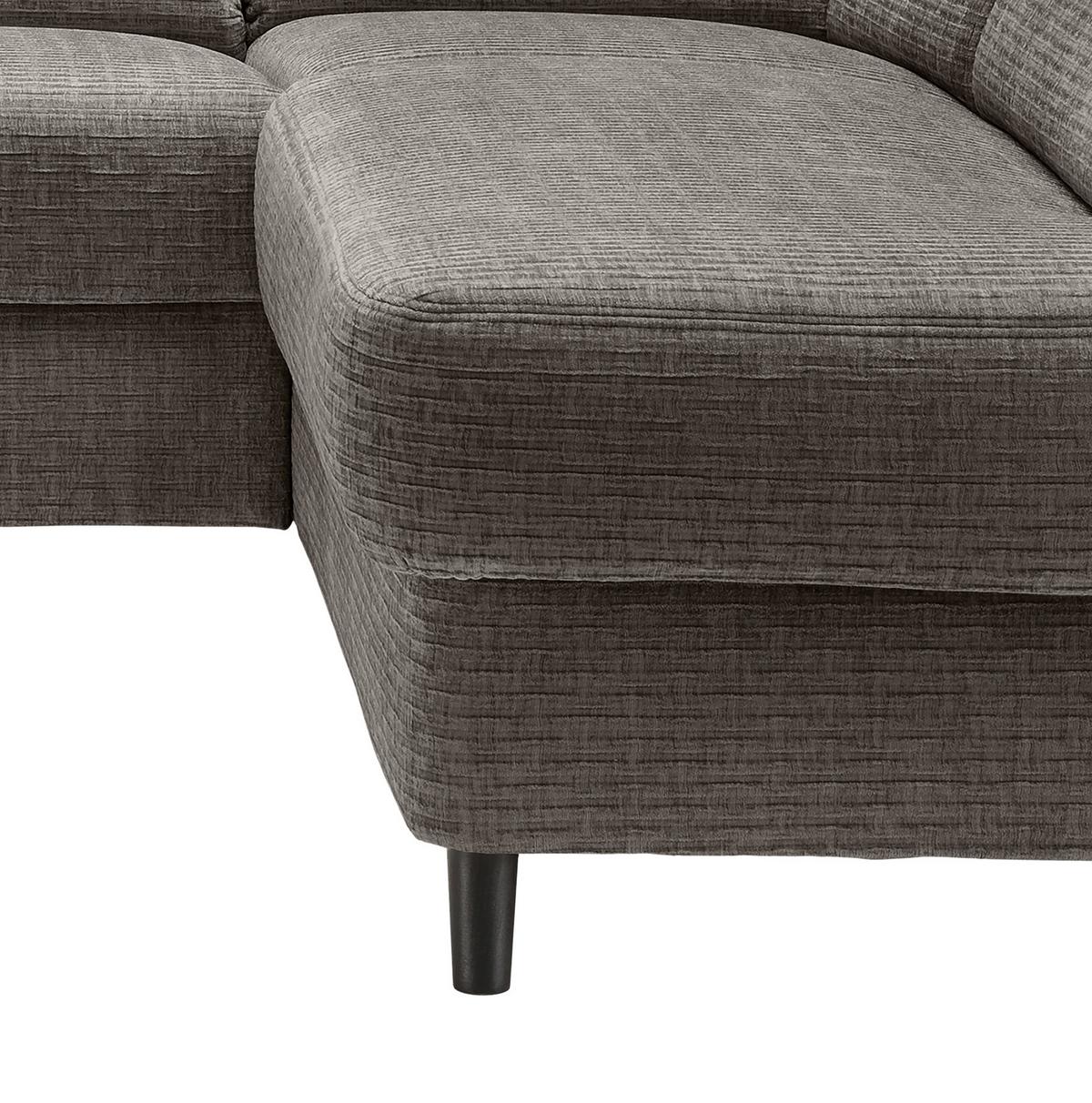 Ecksofa Cavoli Graubraun Relaxfunktion S: 266x190 cm - Graubraun/Schwarz, MODERN, Textil (266/190cm) - Livetastic