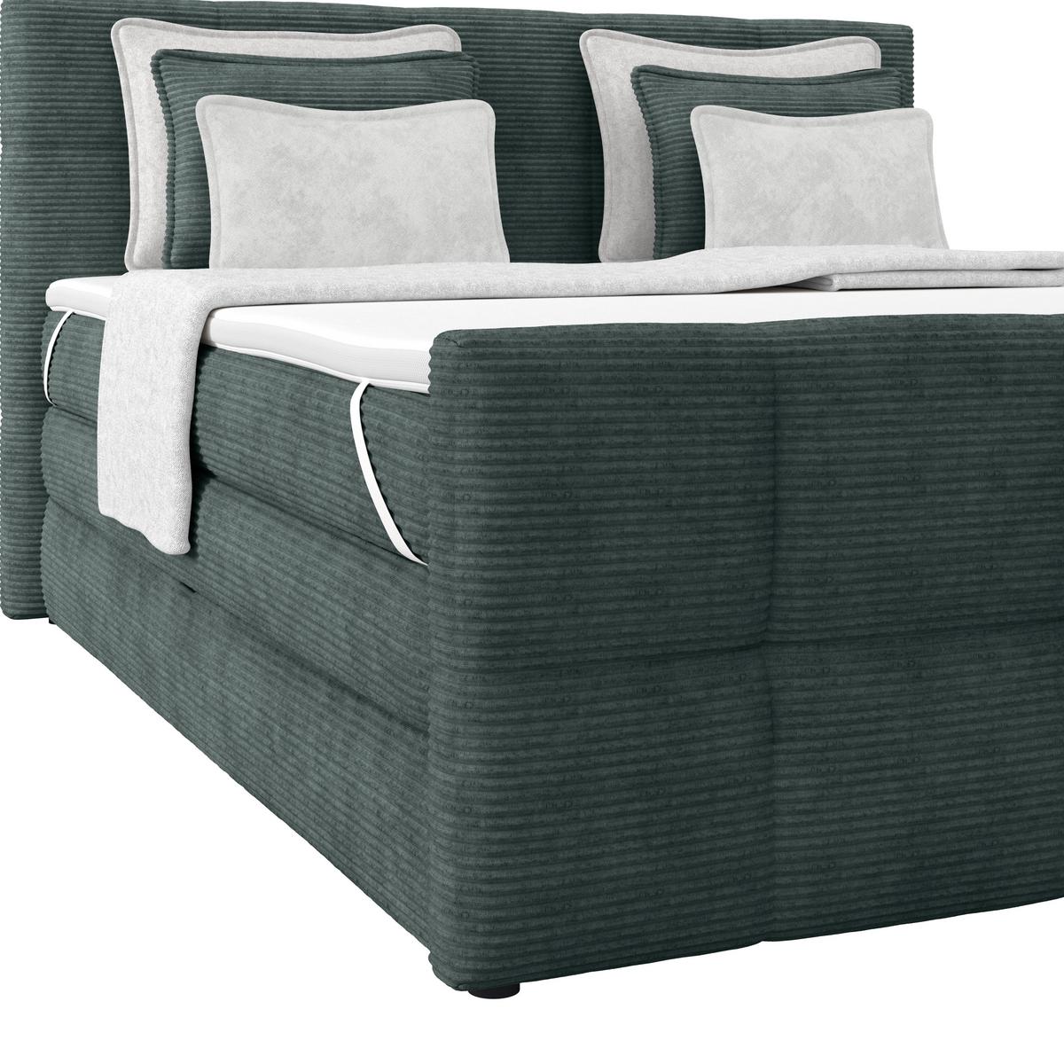 Boxspringbett mit Topper und Bettkasten 160x200 Medino - Blaugrau, KONVENTIONELL, Holz/Holzwerkstoff (160/200cm)
