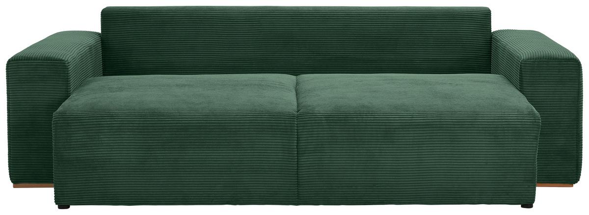 Schlafsofa Vouge Grün Bettkasten, B: 255 Cm - Buchefarben/Schwarz, KONVENTIONELL, Textil (255/86/123cm) - Livetastic