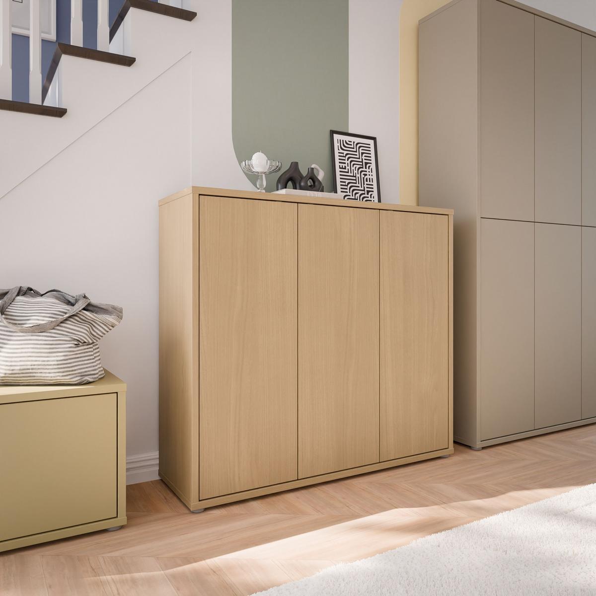 Botník 3 dekor dub Elegancia - šedá/barvy dubu, Moderní, kompozitní dřevo/plast (109,2/99,1/34,9cm)