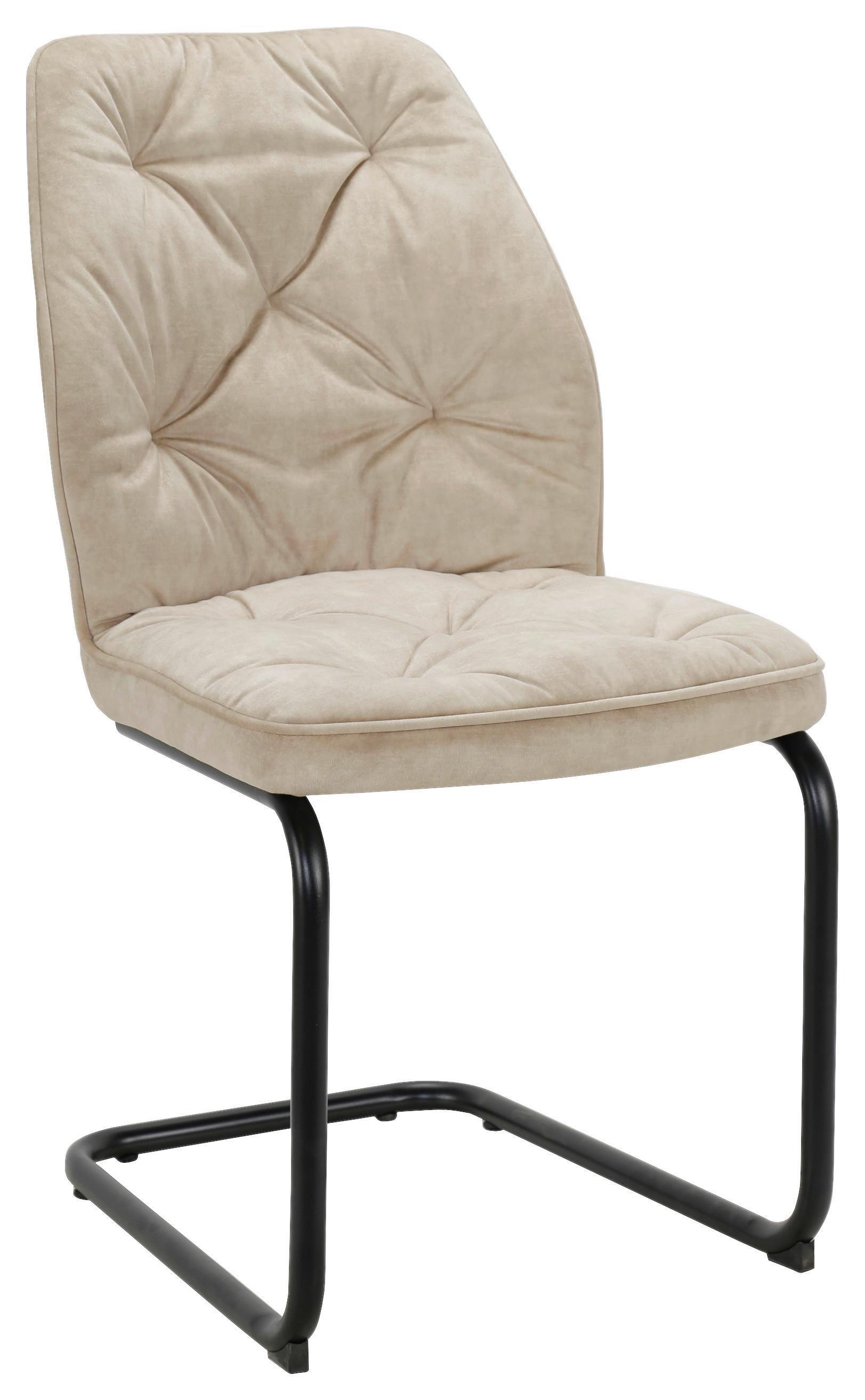 Stolička s pružným podnožím EILA, béžová - čierna/béžová, Modern, kov/drevo (47/91/61cm) - Mömax