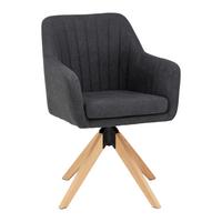 Sametová židle Lucita, otočná, nohy dřevo - tmavě šedá/přírodní barvy, Moderní, kov/dřevo (59/88/60cm) - Bessagi Home