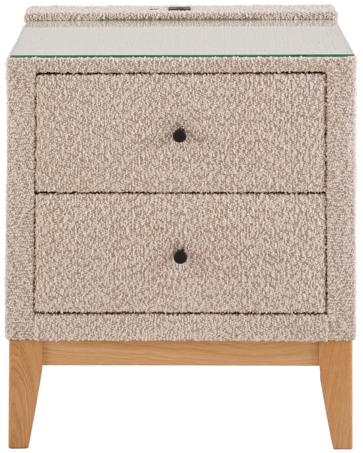 Nachtkästchen Smile Inkl. Beleuchtung, B: 49 Cm - Creme, KONVENTIONELL, Glas/Holz (49/58,5/46cm) - James Wood