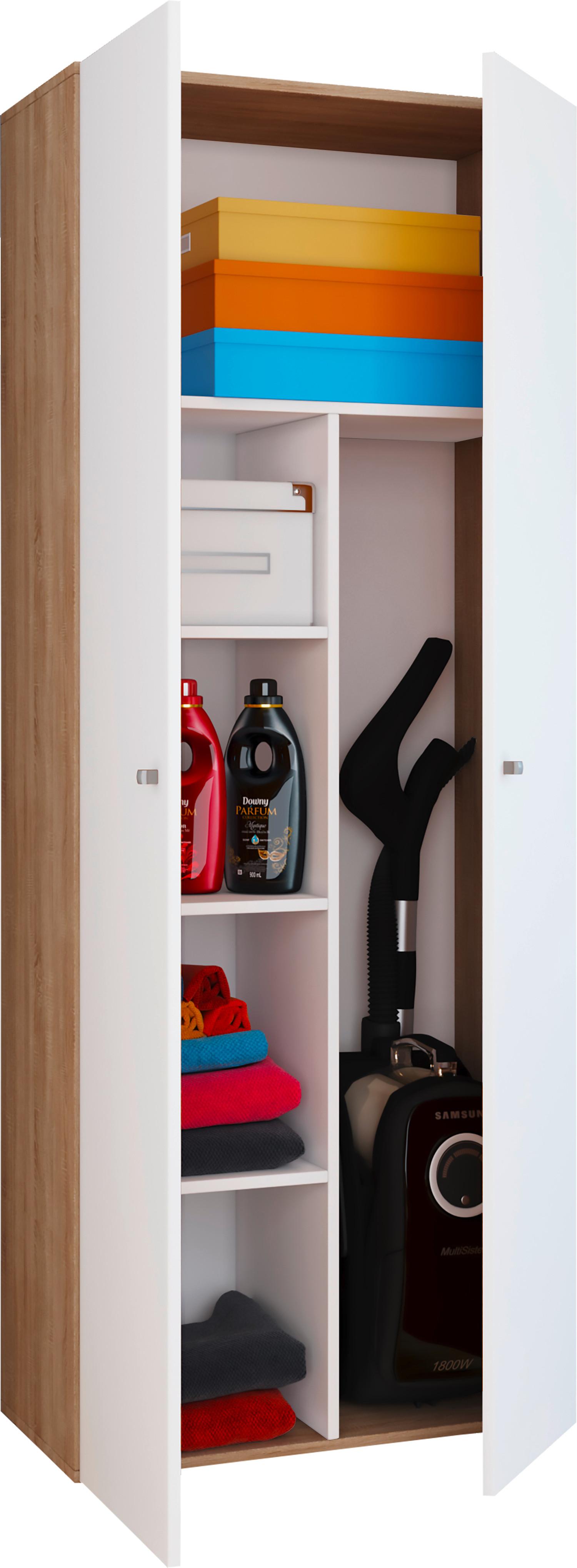 Mehrzweckschrank Vandol Weiß, Eiche Dekor B: 70 cm - Eichefarben/Weiß, Design, Holzwerkstoff (70/178/39cm) - MID.YOU