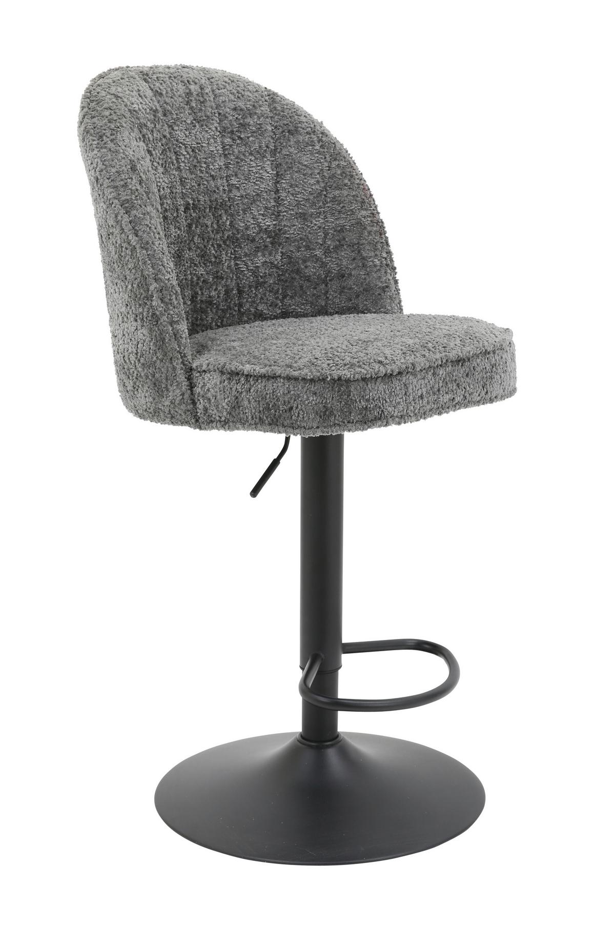 Barová židle Romy, šedá - šedá/černá, Moderní, kov/textil (53/99-119/48cm) - Mömax