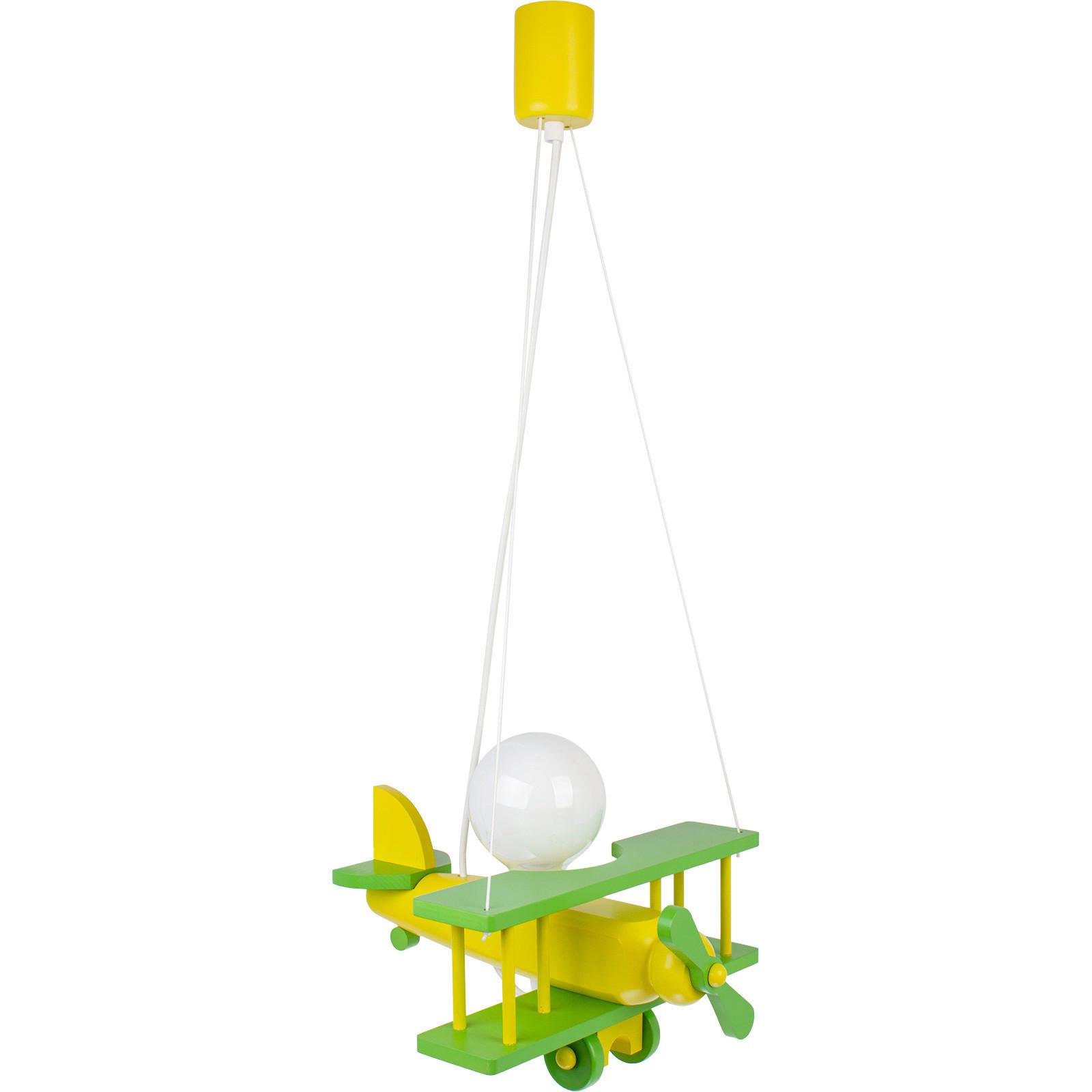 Kinderhängeleuchte 1041024 Flugzeug - Grün, KONVENTIONELL, Holz (29/31/75cm)