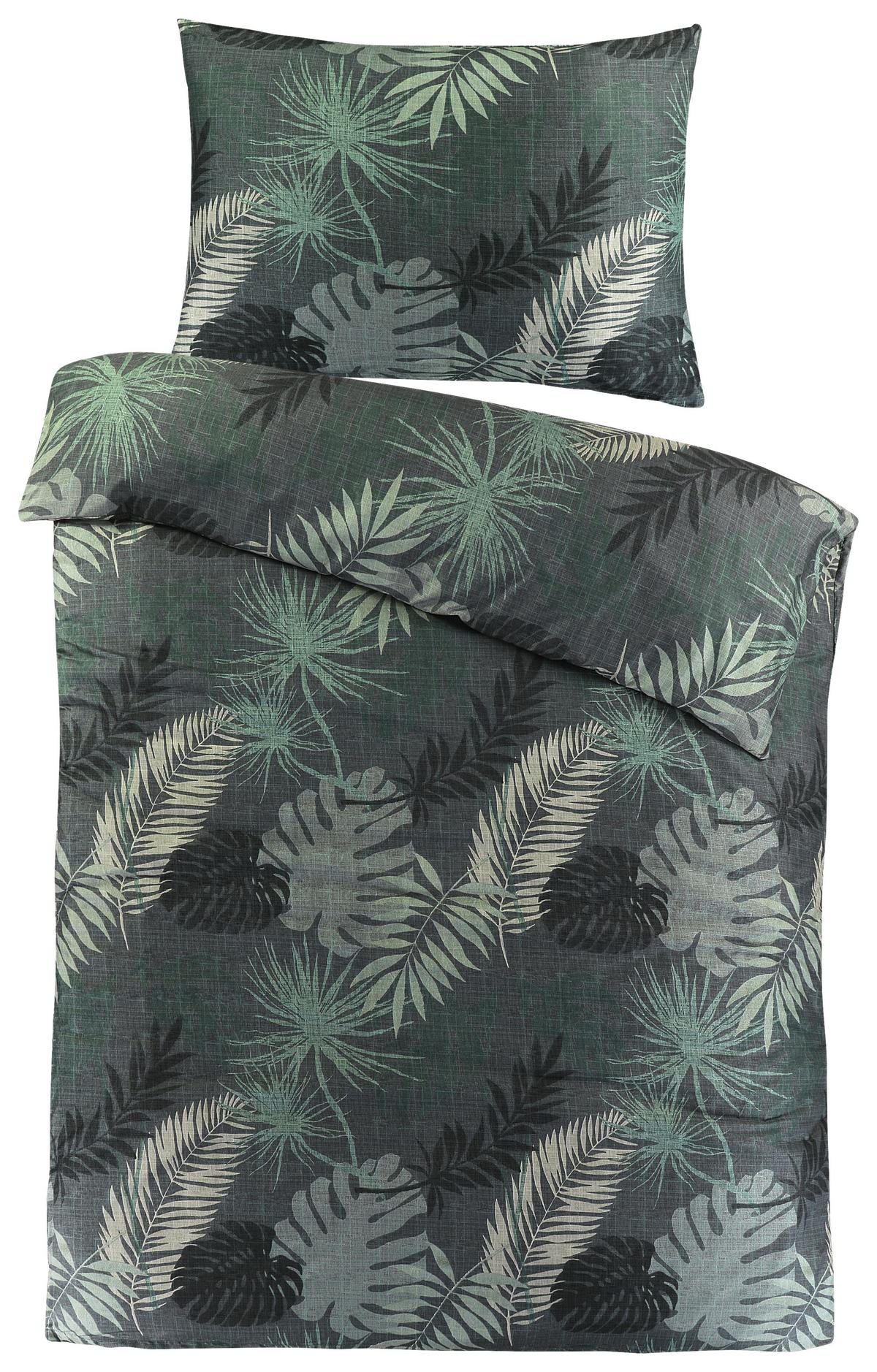 Bettwäsche Jolanda - Dunkelgrün/Greige, MODERN, Textil (140/200cm) - Luca Bessoni