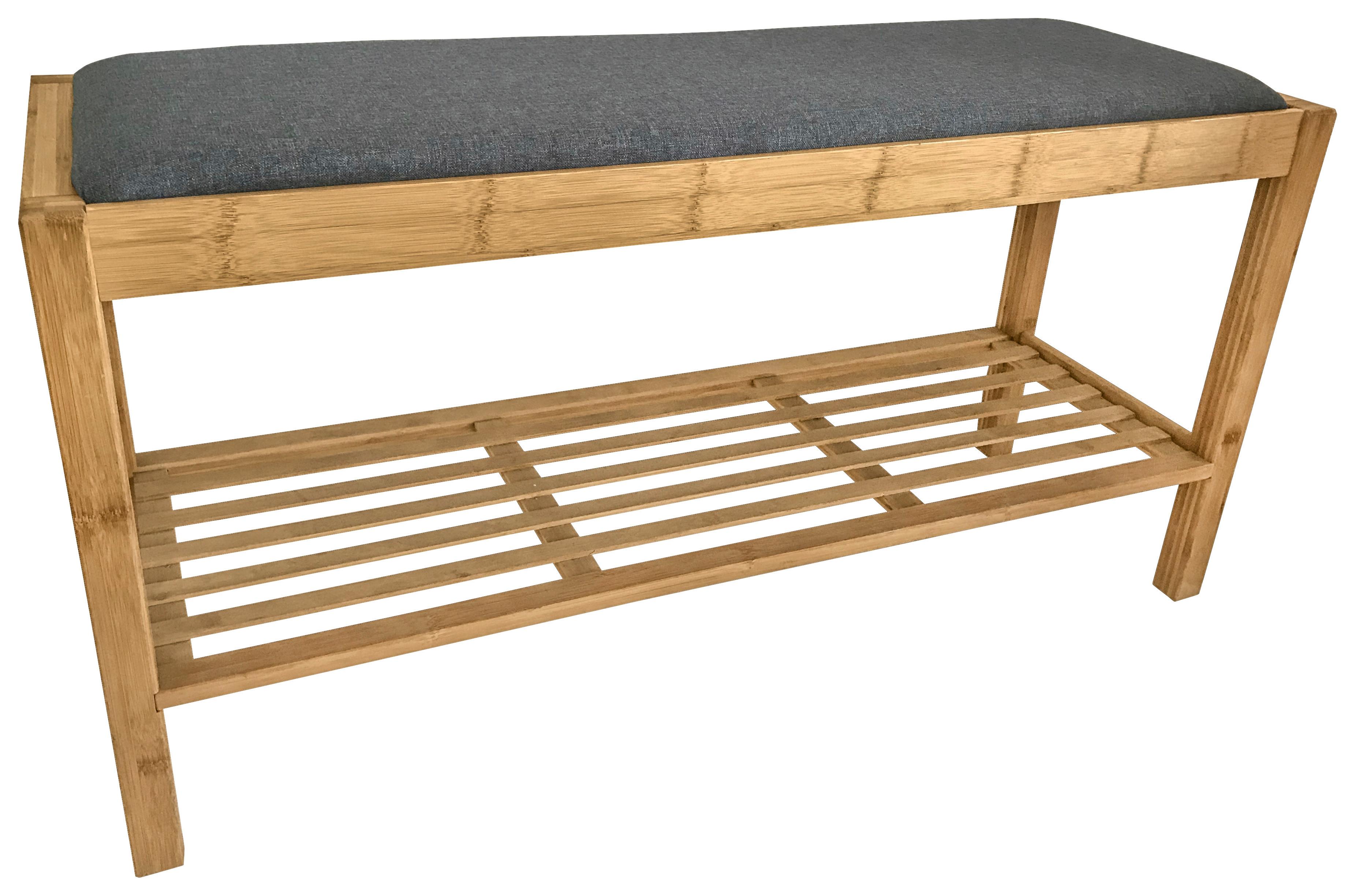 Garderobenbank Sam 3 Paar, Bambus/Grau H: 46 cm - Naturfarben/Grau, MODERN, Naturmaterialien/Textil (90/46/30cm)