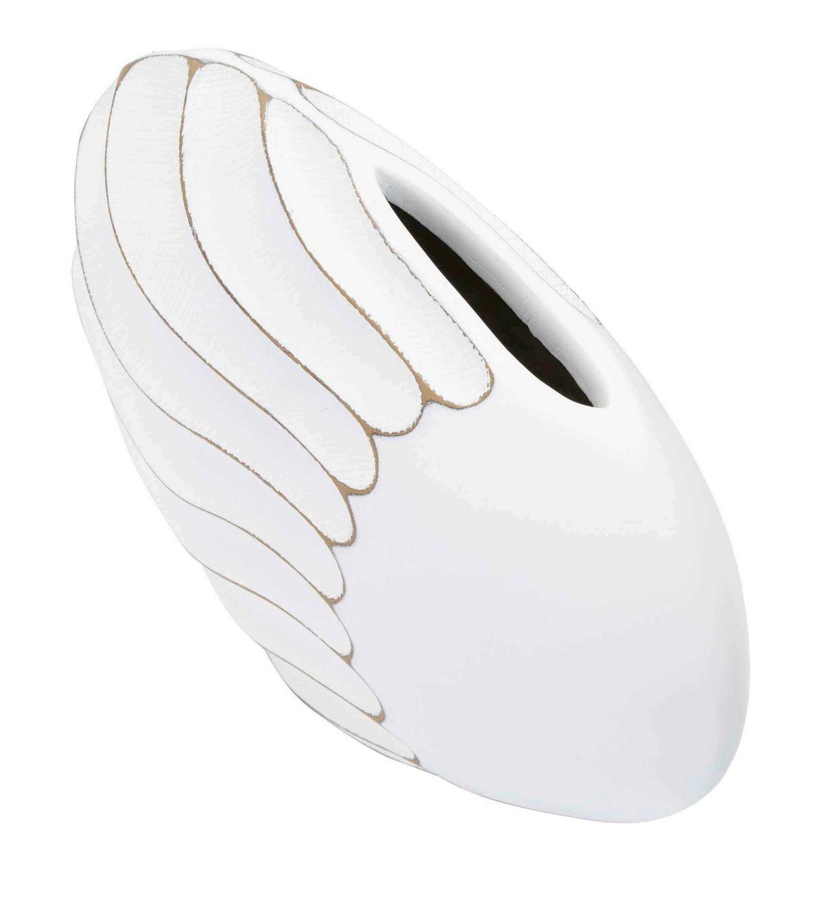 Vase Polyresin Lines Weiß B: 34 Cm - Weiß, Basics, Kunststoff (34/24.5/11.5cm)