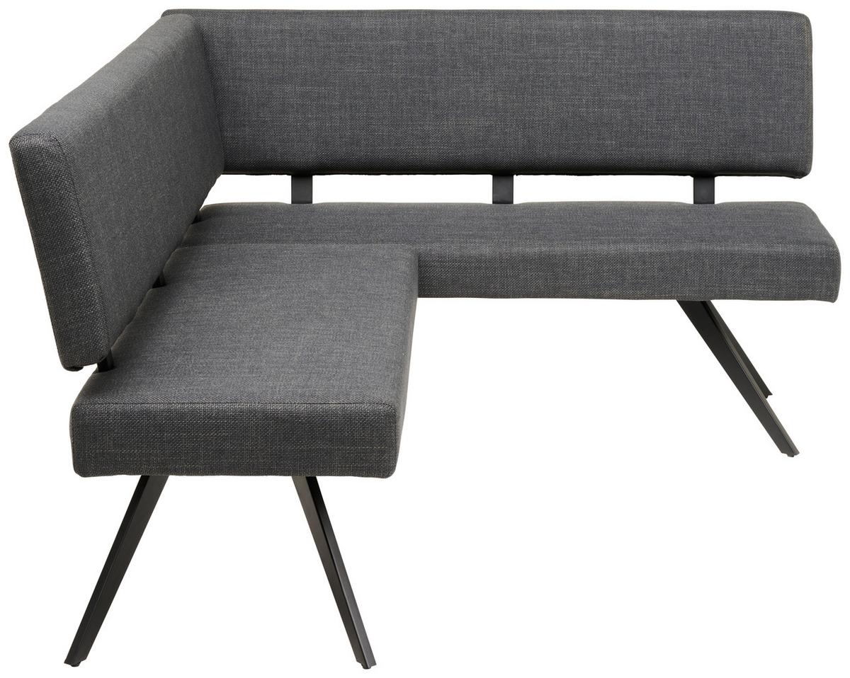 Eckbank Andros - Dunkelgrau/Schwarz, KONVENTIONELL, Textil/Metall (190/150cm) - MID.YOU
