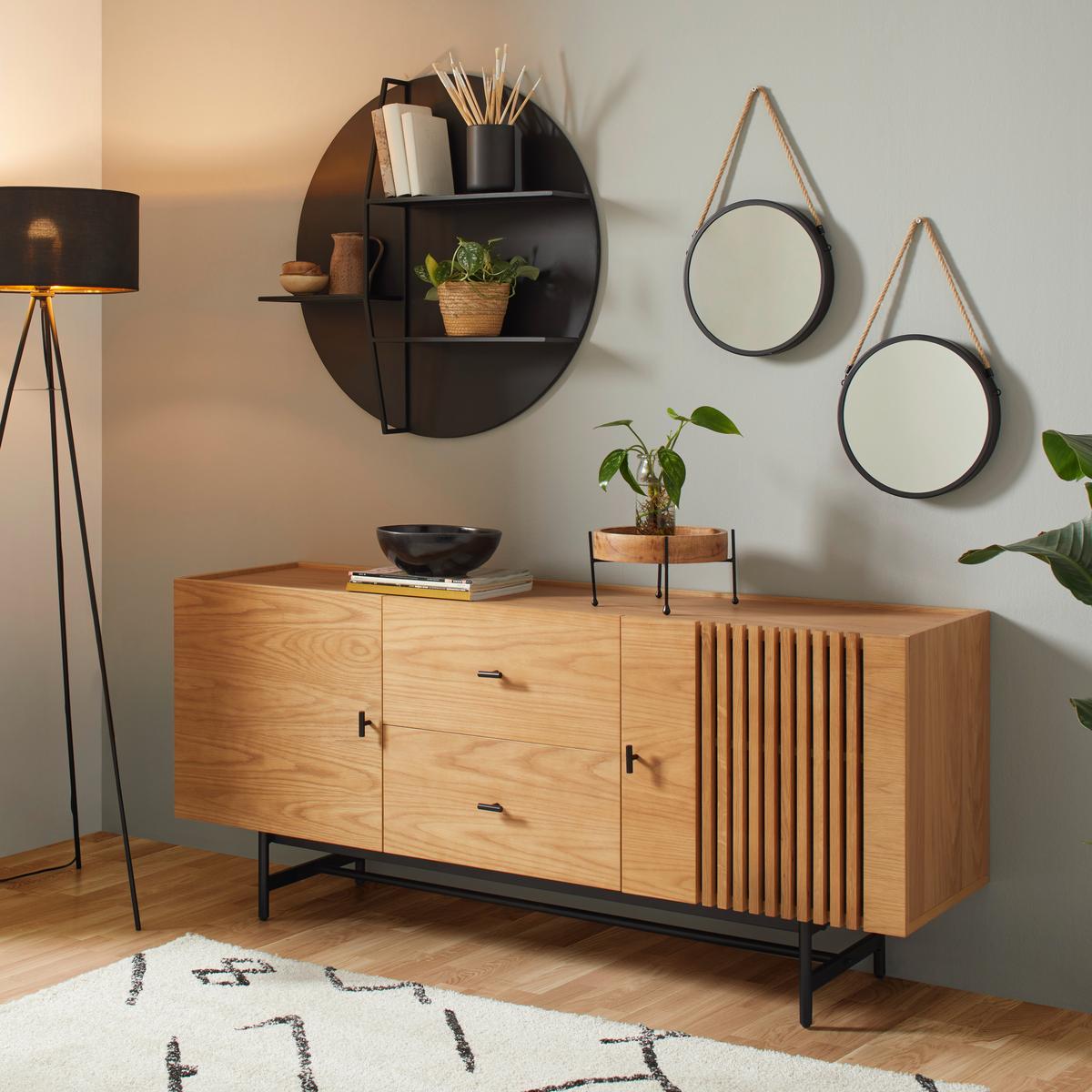 NÁSTĚNNÝ REGÁL FELIX TREND- - černá, Moderní, kov (78/17/78cm) - Premium Living