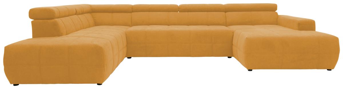 Gepolsterte mangofarbene Wohnlandschaft in U-Form