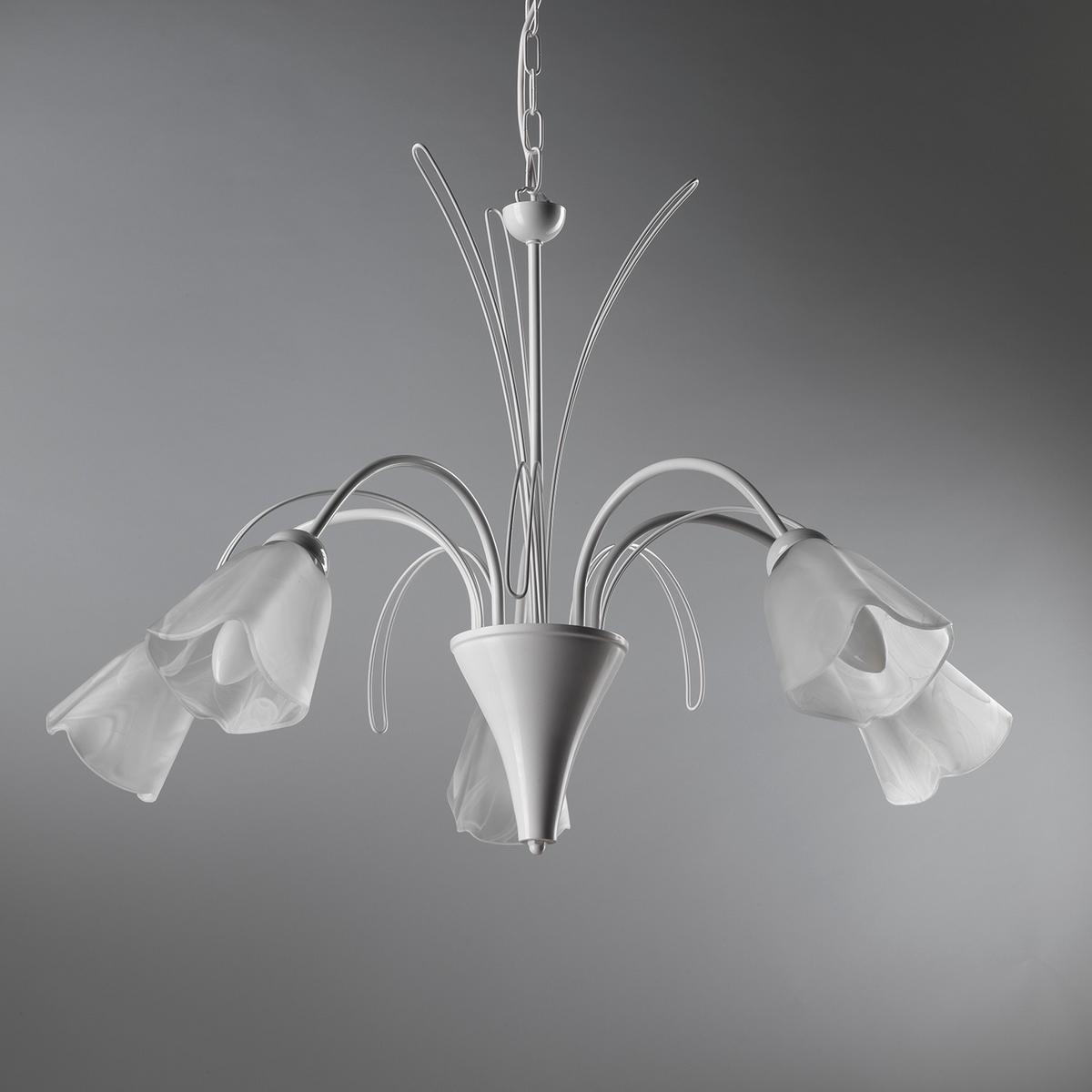 Kronleuchter 4802/5 - Weiß, KONVENTIONELL, Glas/Metall (70/100cm)