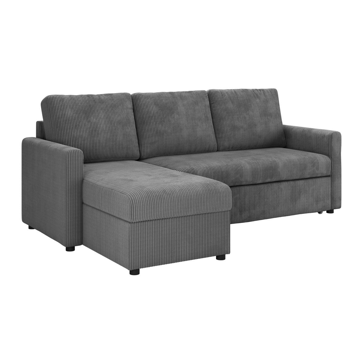 Ecksofa mit Schlaffunktion & Bettkasten Paris Anthrazit - Anthrazit/Schwarz, Basics, Holz/Holzwerkstoff (215/145cm)
