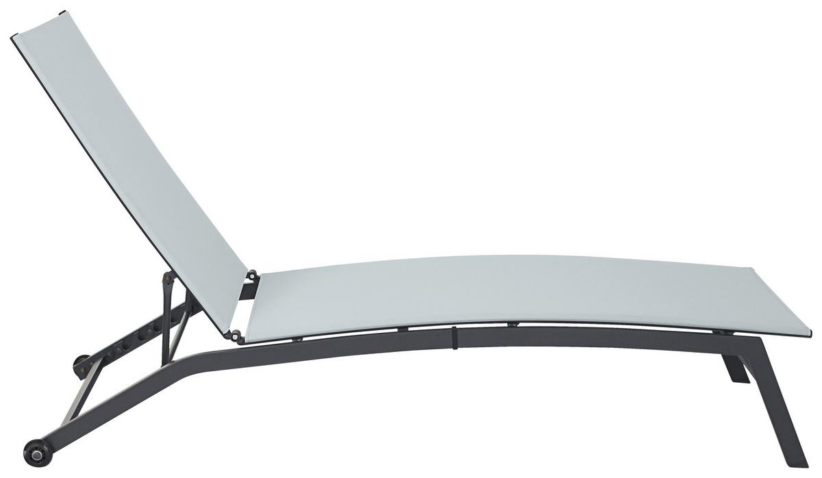 Sonnenliege Chaise Metall Verstellbar - Anthrazit/Weiß, Basics, Metall (195/90/63cm)