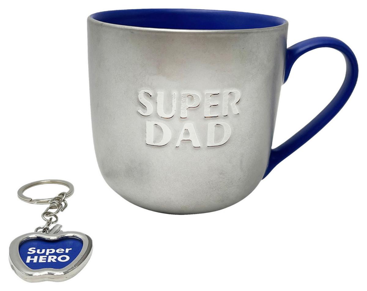 Kaffeebecher Mika - Paz- - Blau/Silberfarben, Basics, Keramik/Metall (450ml) - Luca Bessoni
