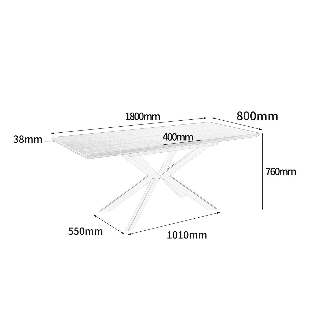 Esstisch Elena - Schwarz/Naturfarben, MODERN, Holzwerkstoff/Metall (140/80/76cm) - MID.YOU