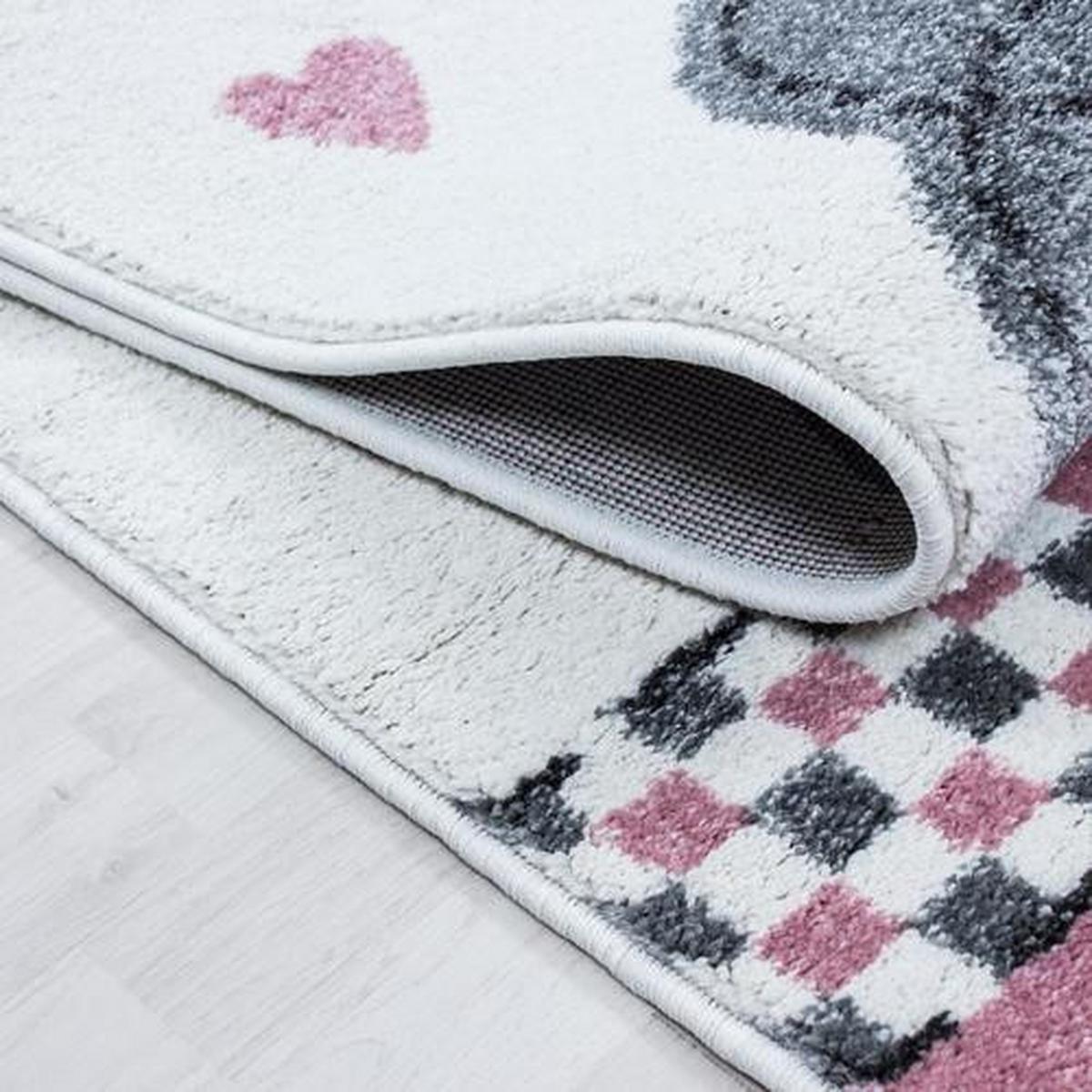 Kinderteppich Elefant Grau/Weiß/Pink Kids 120x170 cm - Pink/Weiß, Trend, Textil (120/170cm)