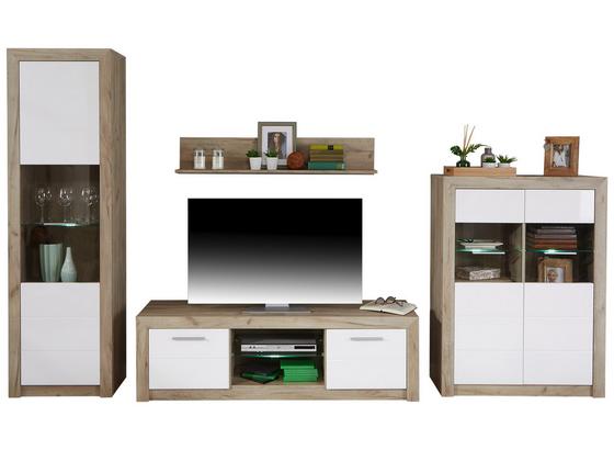 Wohnwand Astor - Eichefarben/Weiß, LIFESTYLE, Glas/Holzwerkstoff (310/194,5/41,5cm) Wohnwand Astor - Eichefarben/Weiß, LIFESTYLE, Glas/Holzwerkstoff (310/194,5/41,5cm)