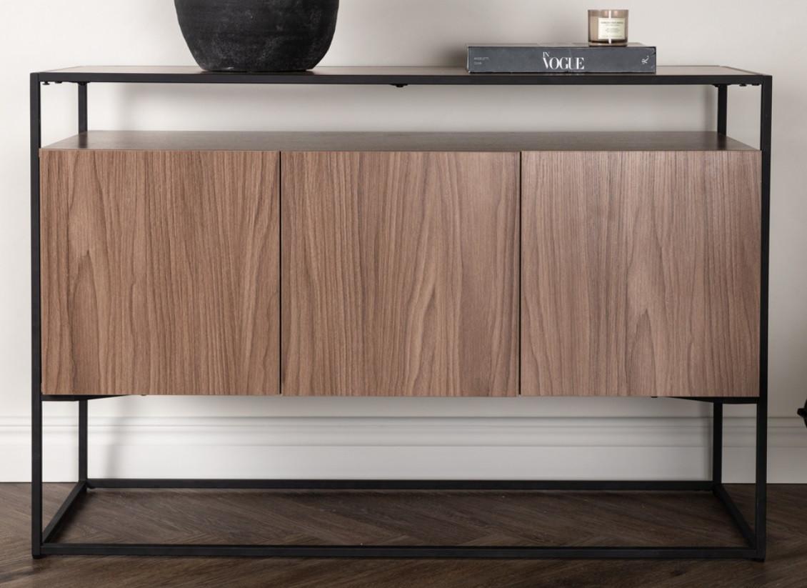 Sideboard Kingsport - Walnussfarben/Schwarz, Design, Holz/Metall (120/80/45cm) - Livetastic