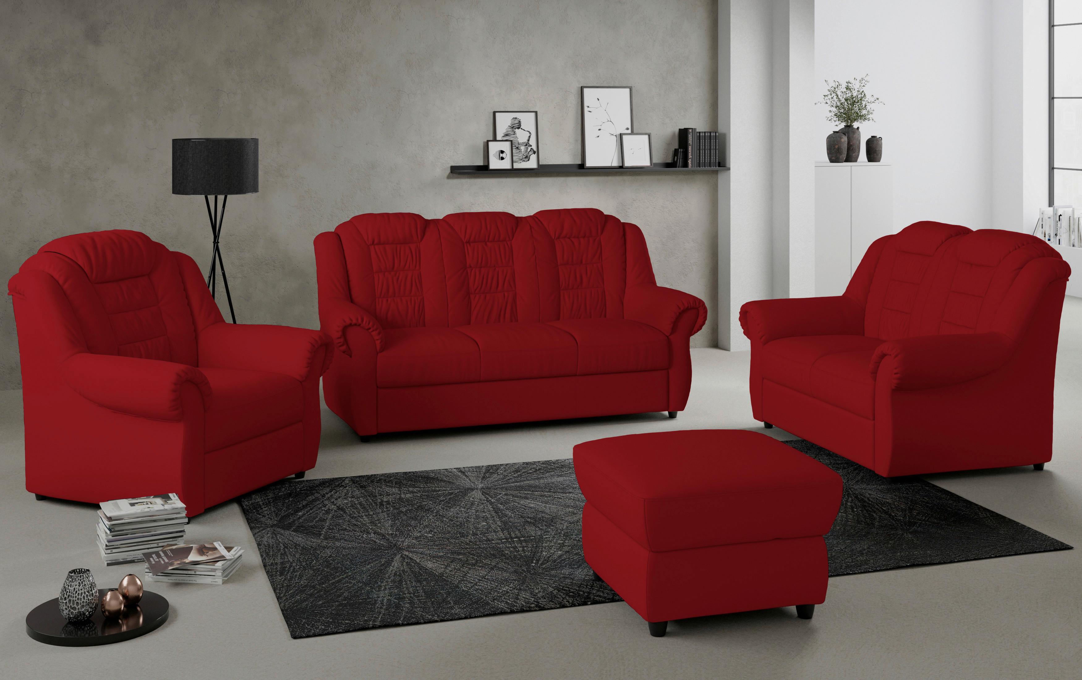2-sitzer-sofa Boston Rot Lederlook - Rot/Schwarz, KONVENTIONELL, Textil (145/102/101cm) - Livetastic