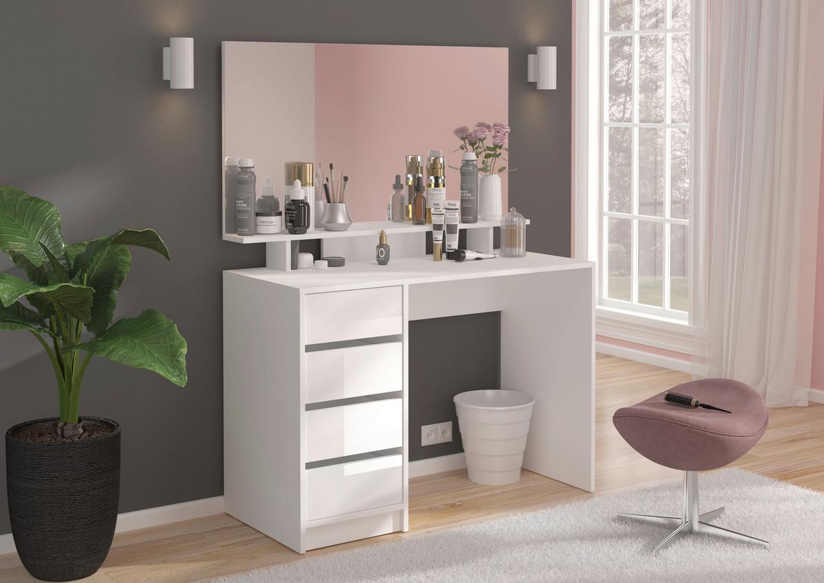 Spiegel Emma Weiß B: 110 cm - Weiß, Design, Glas/Holzwerkstoff (110/70/13cm) - MID.YOU