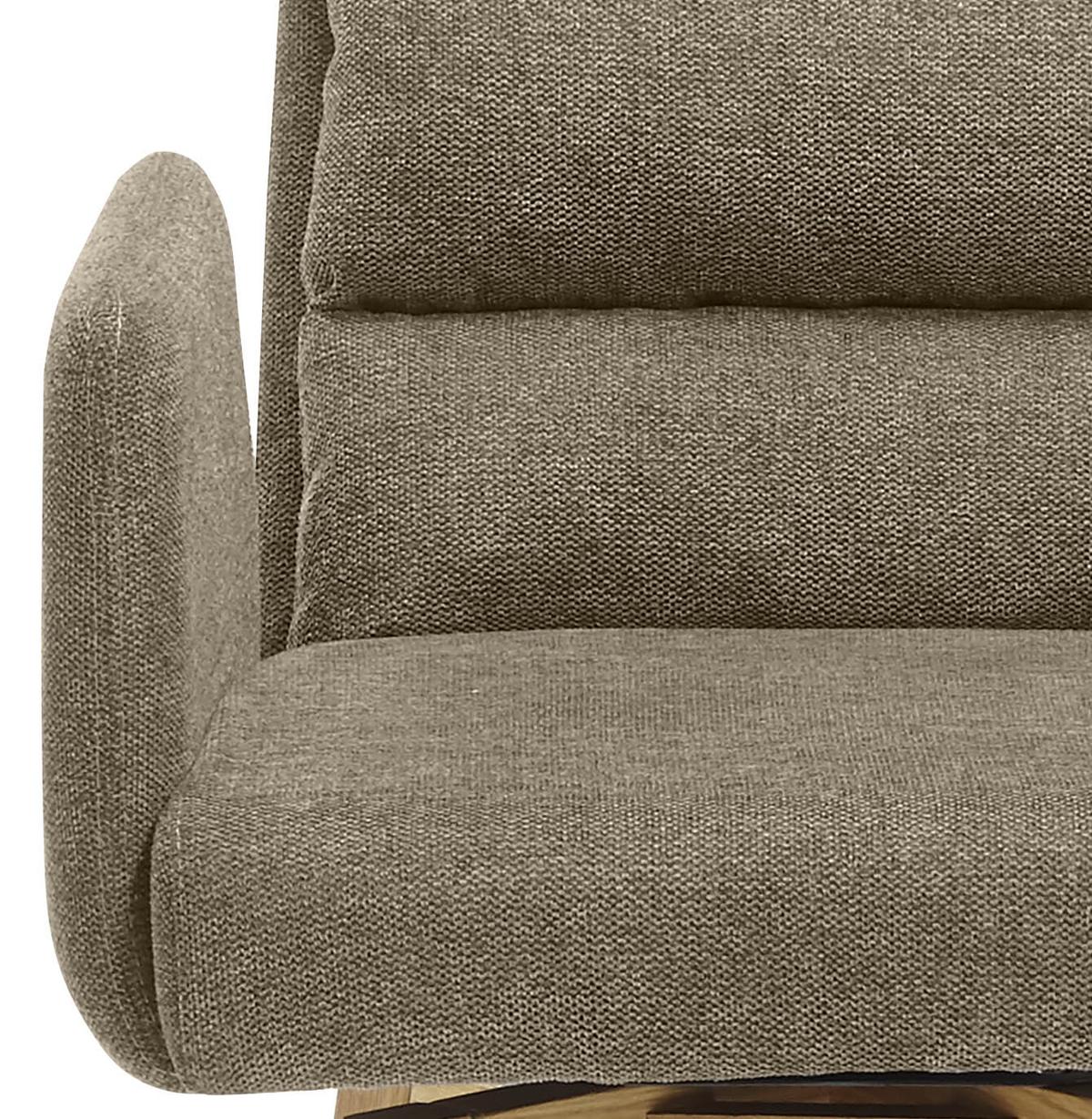 Armlehnstuhl Kampala Cappuccino Gepolstert - Eichefarben/Cappuccino, Basics, Holz/Textil (60/92/65cm) - MID.YOU
