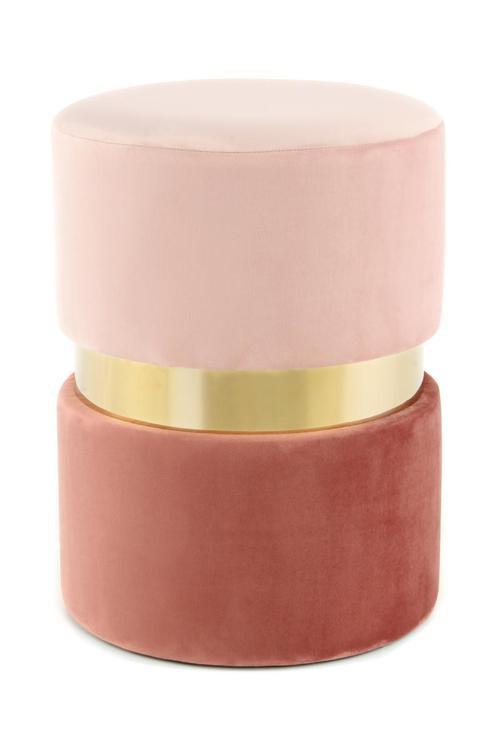 Pouf Samt Dunkel-Hellrosa/ Goldfarben BxHxT: 35x46x35 cm
