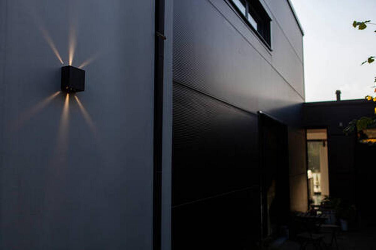 Außenwandleuchte Gemini Beams 10w Aluminium, Wandmontage - Schwarz, Basics, Metall (11/11/6cm)