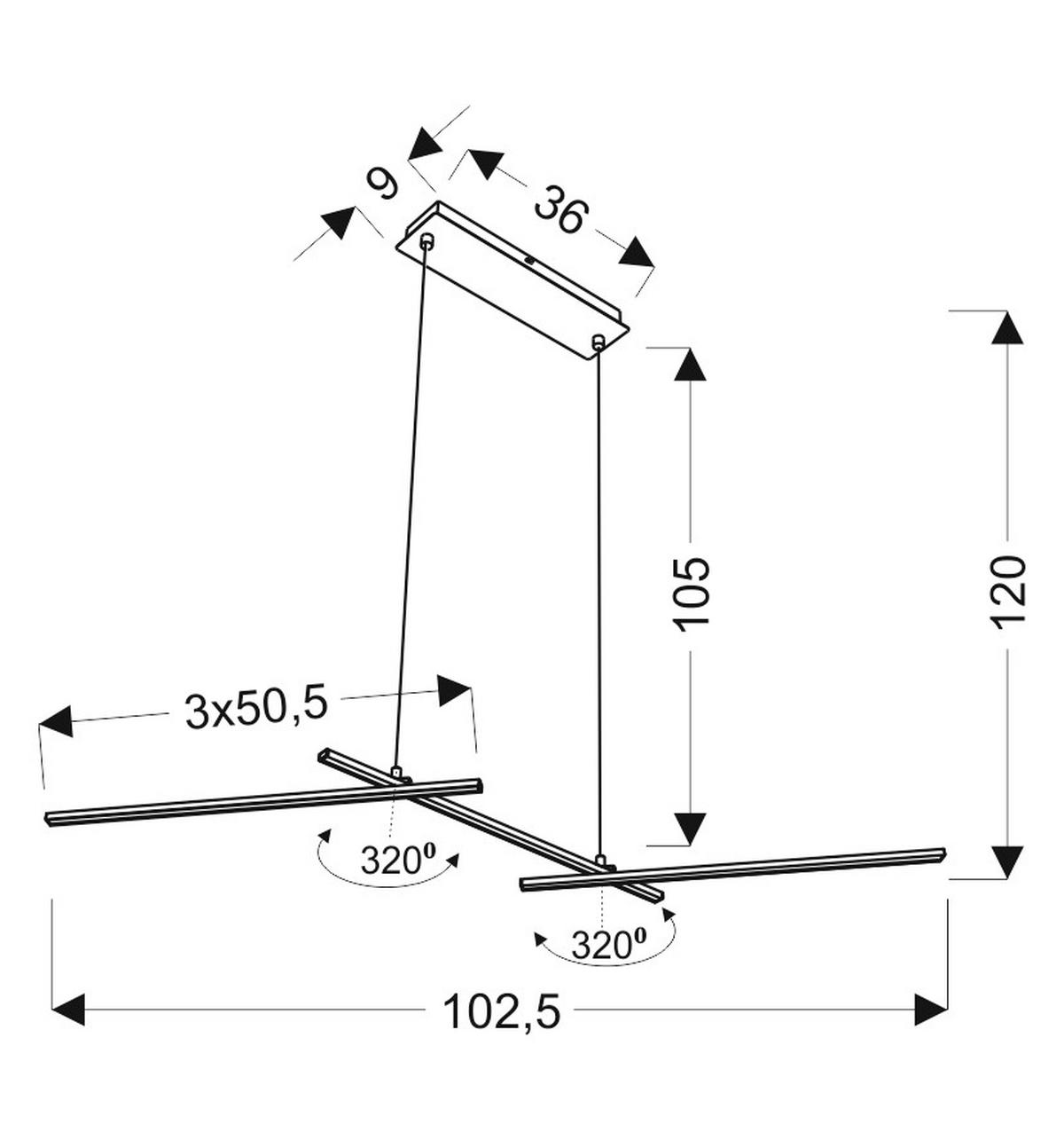 Led-pendelleuchte A0021-330 Thasos - Chromfarben, Design, Metall (103/23/120cm)