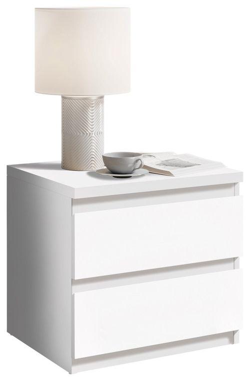 Noční stolek OLI bílá - bílá/černá, Basics, kompozitní dřevo/plast (45/43,6/38cm) - MID.YOU