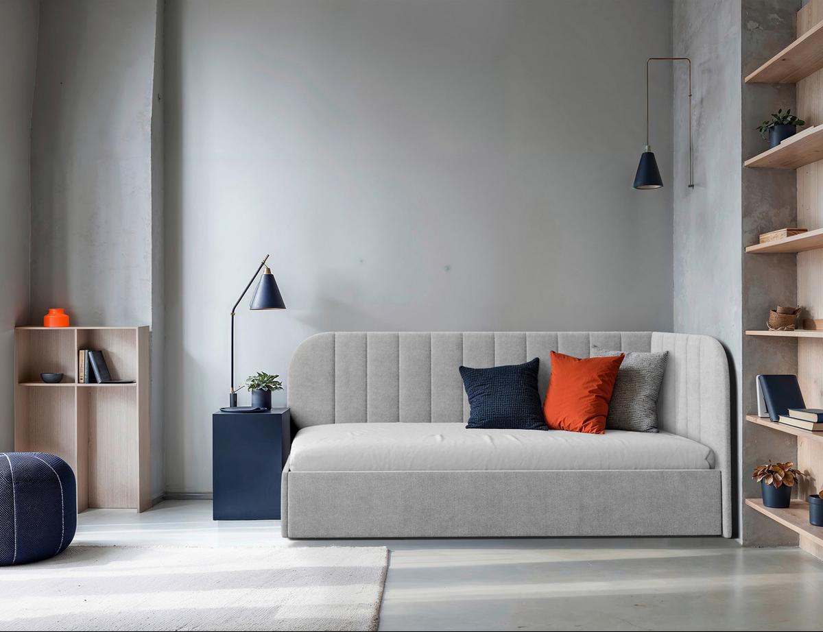 Polsterbett Millow Rechts Grau Lf: 90x200 Cm - Schwarz/Grau, MODERN, Holz/Holzwerkstoff (90/200cm) - MID.YOU