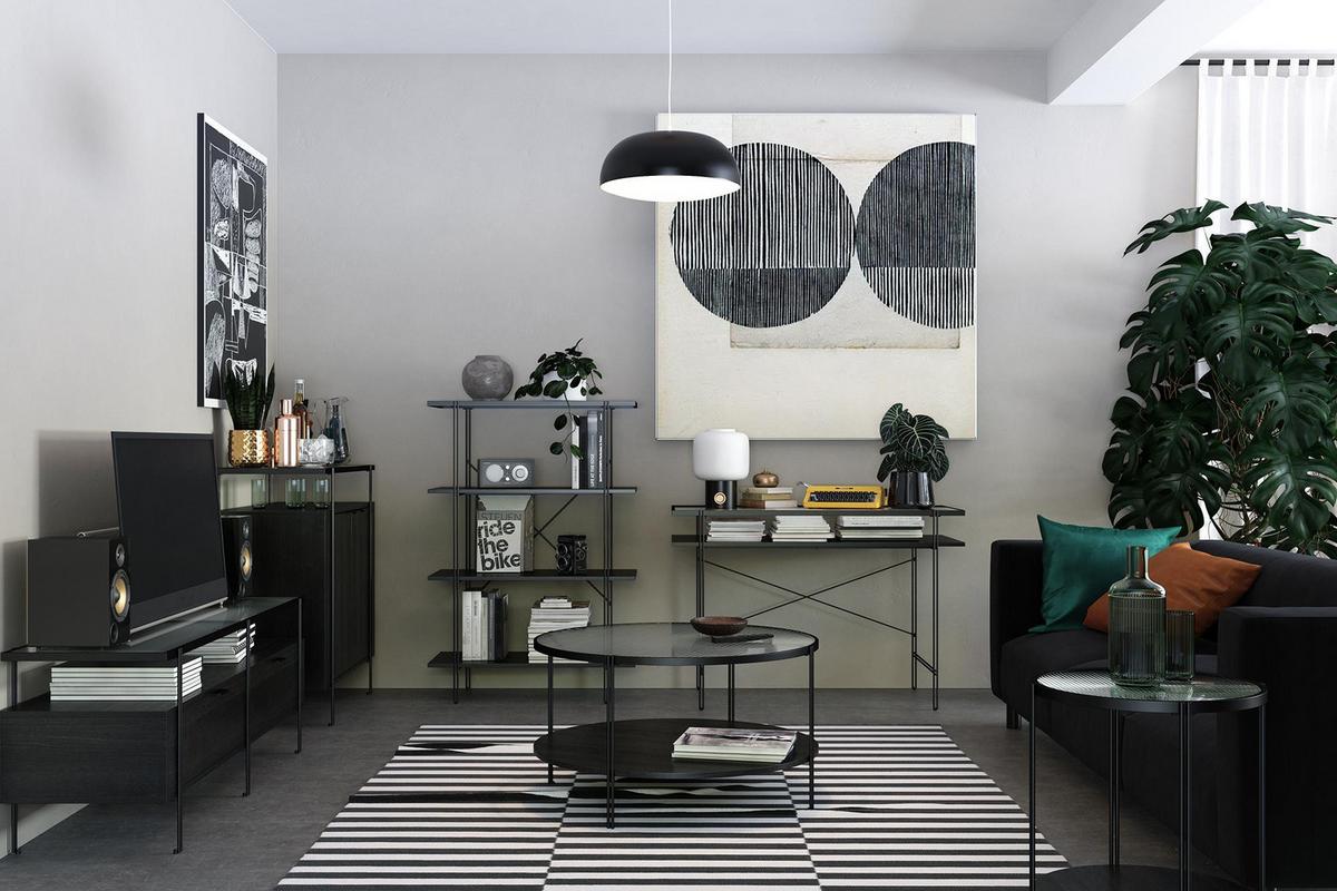 Computertisch Wainwright Schwarz, Eichefarben 110 cm - Eichefarben/Schwarz, Design, Holzwerkstoff (110/75/50cm) - MID.YOU