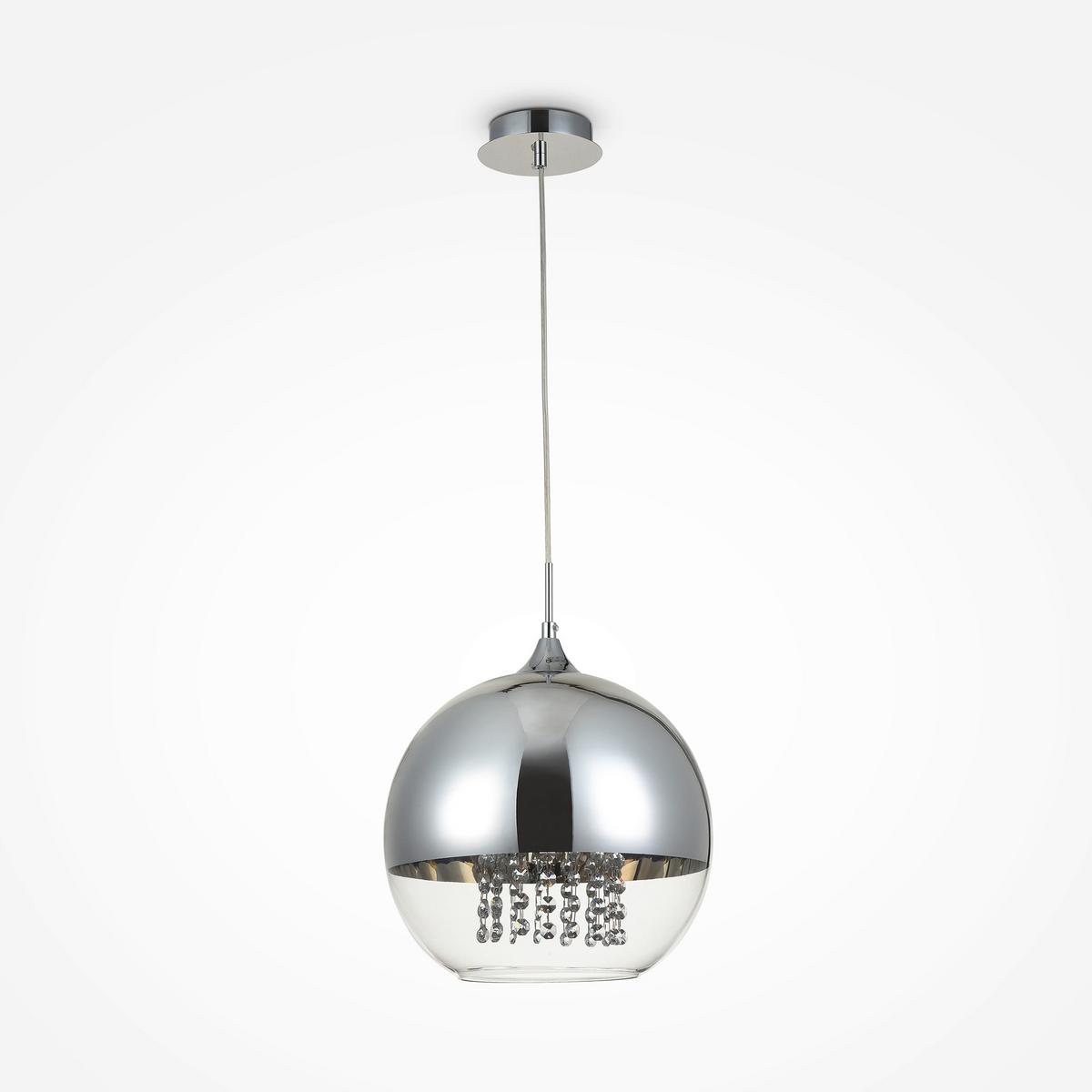Pendelleuchte Fermi - Transparent/Nickelfarben, Trend, Glas/Metall (30/30/28cm) - MAYTONI