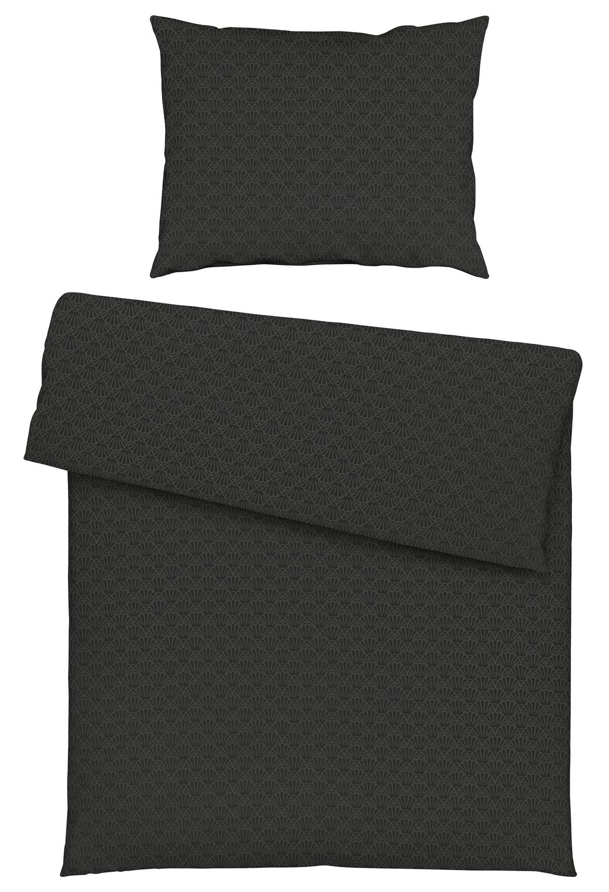 POSTEĽNÁ BIELIZEŇ SHELL, ca. 90x70/140x200 cm - čierna, textil (140/200cm) - Mömax