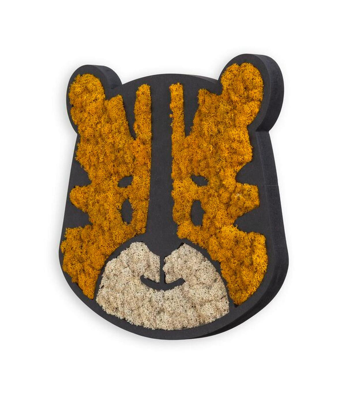 Machový obraz TIGER - oranžová/čierna, Basics, drevo/prírodné materiály (37,5/27/2cm)