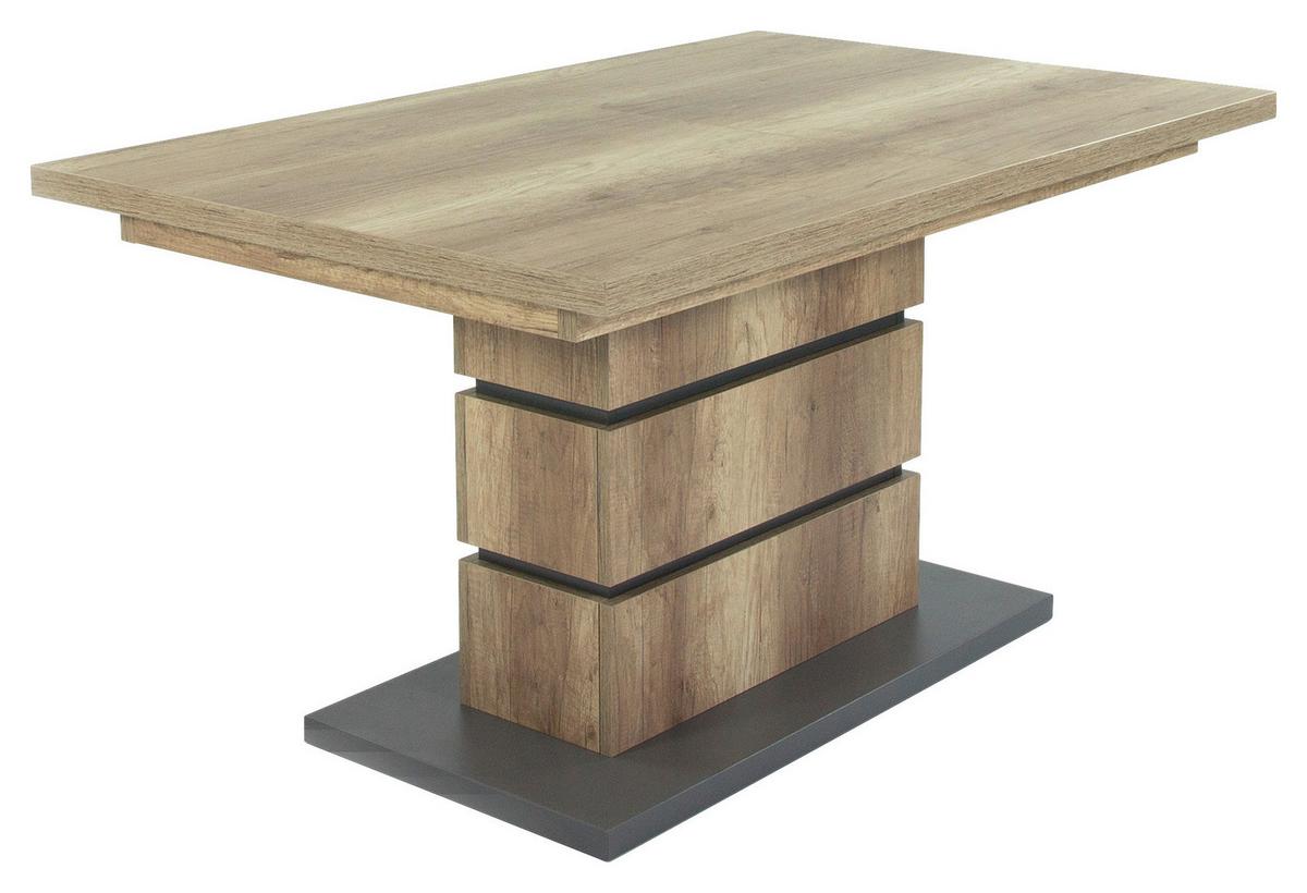 Esstisch ausziehbar Bea 140-190x86 cm Eiche Dekor - Anthrazit/Braun, MODERN, Holzwerkstoff (140/86/75cm) - MID.YOU