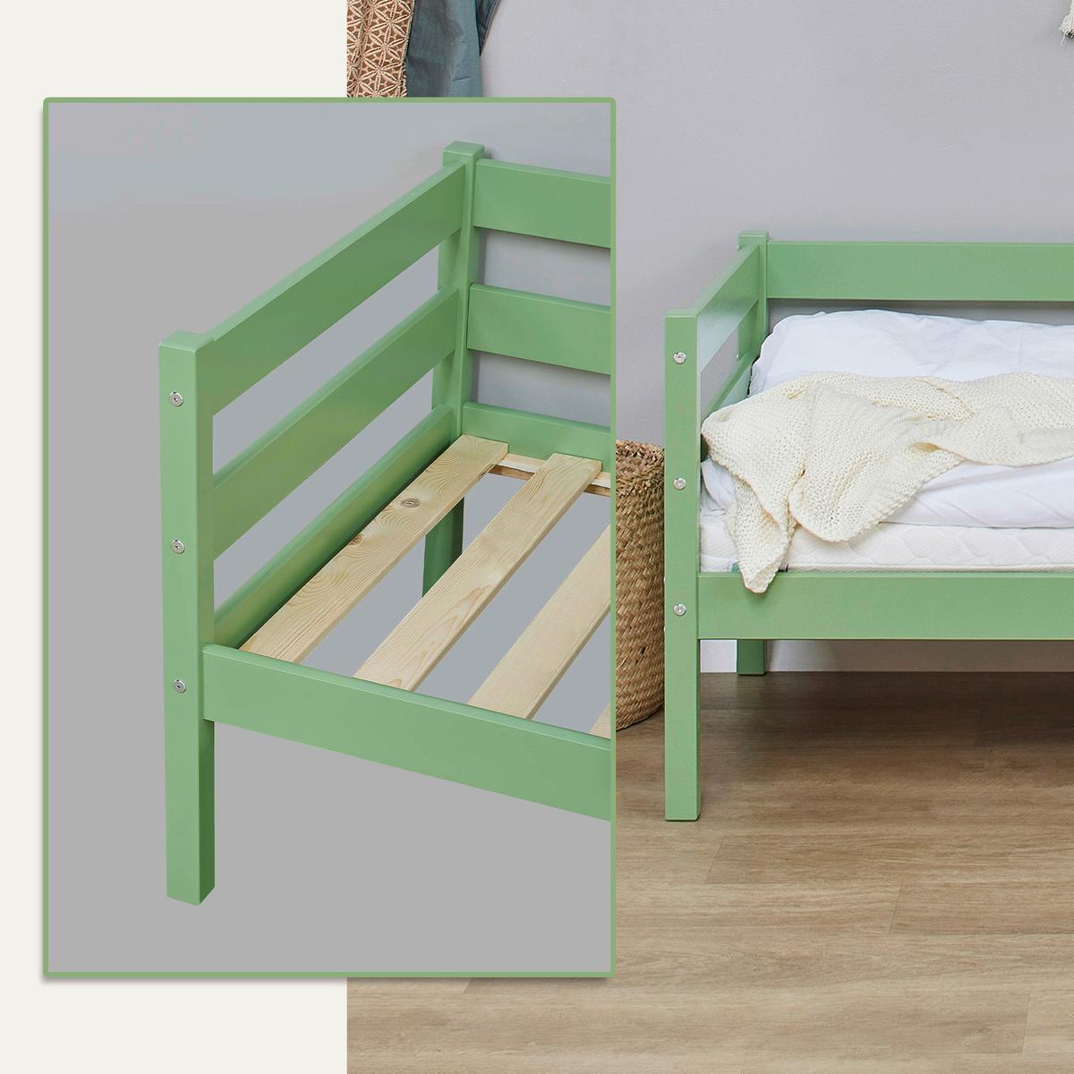 Kinder-/juniorbett Grün, Lf: 70x160 Cm - Kieferfarben/Grün, MODERN, Holz (70/160cm) - MID.YOU