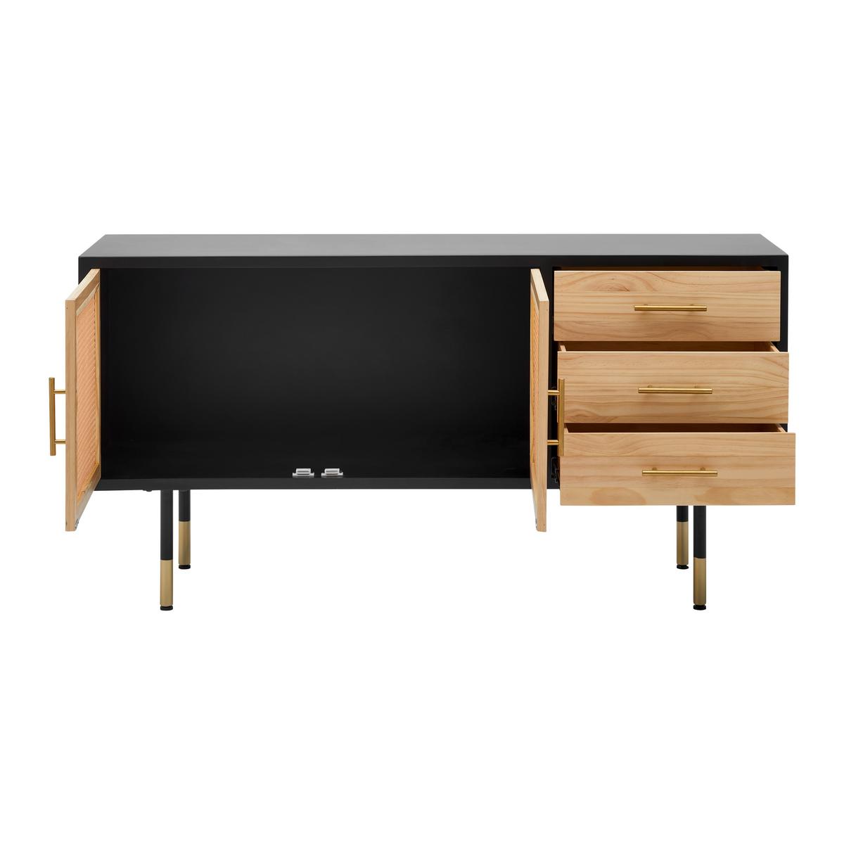 Sideboard MASSIMO - barvy borovice/černá, Moderní, kov/dřevo (150/76/40cm) - P & B