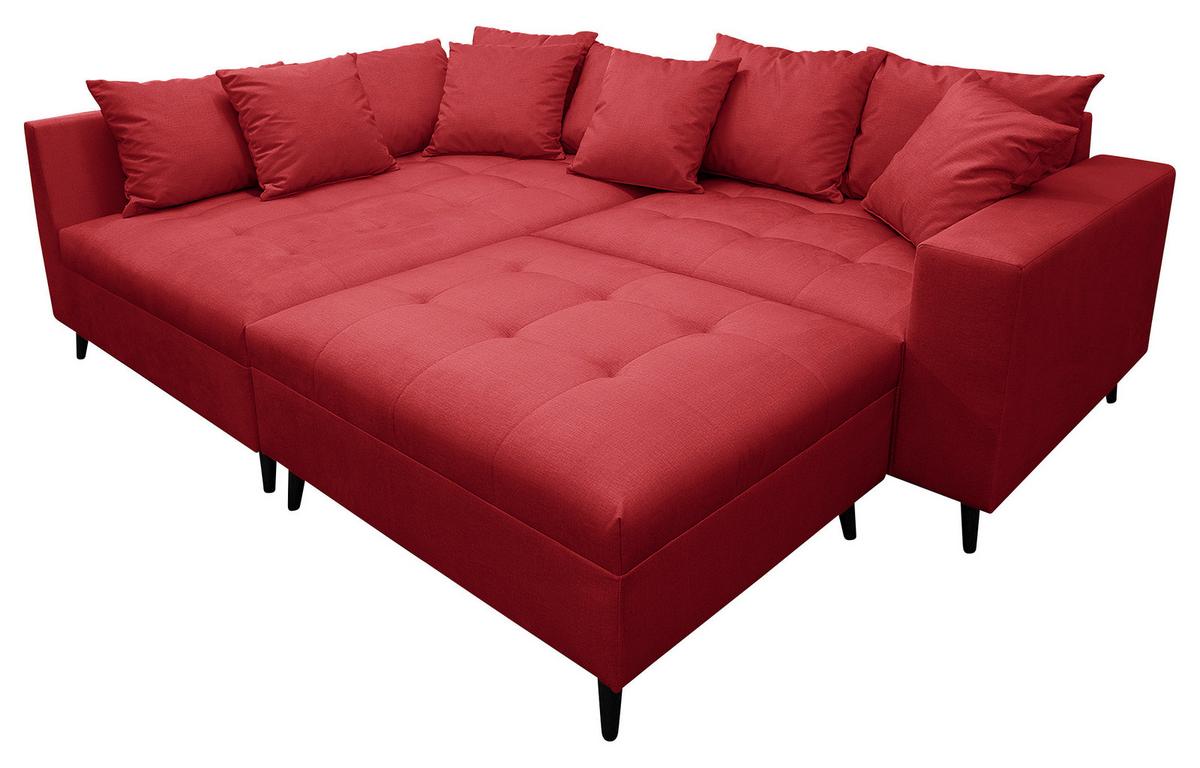 Ecksofa Pruno, Rot S: 174x247 Cm - Rot/Schwarz, Design, Textil (174/247cm) - MID.YOU